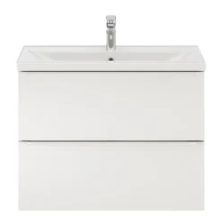 Meuble vasque suspendu faible profondeur blanc brillant l.80 cm Imandra + plan vasque blanc céramique Nira, GoodHome