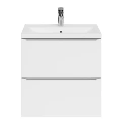 Meuble vasque suspendu faible profondeur blanc brillant l.60 cm Imandra + plan vasque blanc céramique Nira, GoodHome
