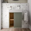 Meuble vasque Vert jade mat de salle de bain 55x24x59cm (LxPxH) 1 porte à droite + 2 cases rangement - BELDIVO