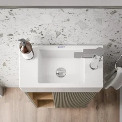 Meuble vasque Vert jade mat de salle de bain 55x24x59cm (LxPxH) 1 porte à droite + 2 cases rangement - BELDIVO