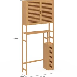 Meuble WC 3 en 1 avec armoires de rangement bambou BEA