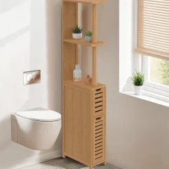 Meuble WC 2 portes bambou BEA avec étagères