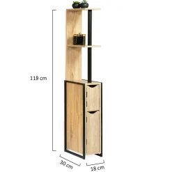Meuble WC 2 portes DETROIT avec étagères design industriel