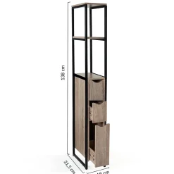 Meuble WC 3 portes DETROIT design industriel avec étagères