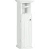 Meuble WC armoire toilette - porte, support papier - dim. 21L x 17l x 66H cm - blanc