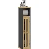 Meuble WC avec support papier toilette - porte, étagère - MDF noir bambou verni