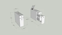 Meuble WC blanc, 2 tiroirs rangement 1 porte MARFA