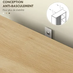 Meuble WC dessus de toilette style bohème - porte coulissante, étagère, niche - effet bois clair blanc