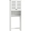 Meuble WC meuble dessus toilettes style classique chic 2 portes étagère niche blanc
