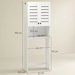 Meuble WC meuble dessus toilettes style classique chic 2 portes étagère niche blanc