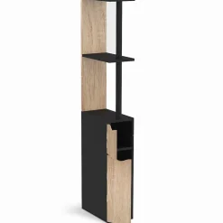 Meuble WC étagère WILLY bois 2 portes noir et hêtre