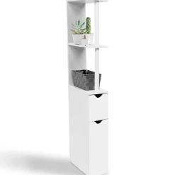 Meuble WC étagère WILLY bois 2 portes blanc