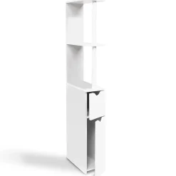 Meuble WC étagère WILLY bois 2 portes blanc