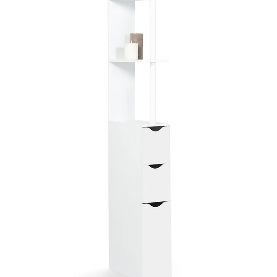 Meuble WC étagère WILLY bois 3 portes blanc