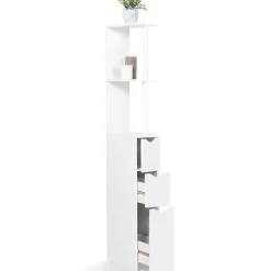 Meuble WC étagère WILLY bois 3 portes blanc