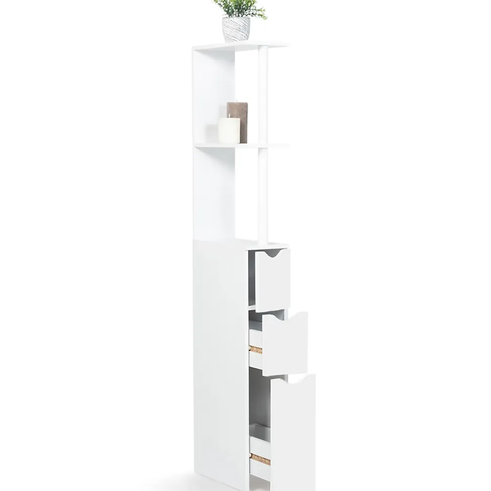 Meuble WC étagère WILLY bois 3 portes blanc