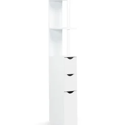 Meuble WC étagère WILLY bois 3 portes blanc