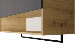 Meubles de buanderie pour machine à laver avec plan de travail - L182 cm - Anthracite et naturel clair - NATAJI