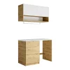 Meubles de buanderie pour machine à laver avec plan de travail - L122 cm - Blanc et naturel clair - NATAJI