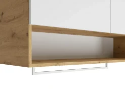 Meubles de buanderie pour machine à laver avec plan de travail - L122 cm - Blanc et naturel clair - NATAJI