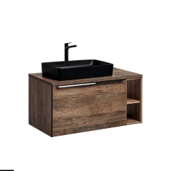 Meubles sous vasque - 100 cm - avec Vasque à poser et Plan - BOLD OAK
