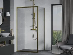 Mexen Apia cabine de douche coulissante 100 x 90 cm, transparent, or - 840-100-090-50-00