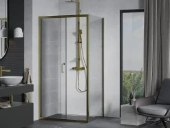 Mexen Apia cabine de douche coulissante 120 x 80 cm, transparent, or - 840-120-080-50-00