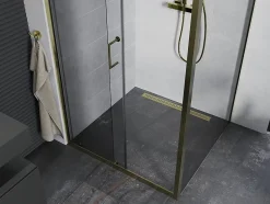 Mexen Apia cabine de douche coulissante 120 x 80 cm, transparent, or - 840-120-080-50-00
