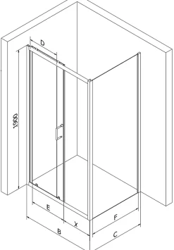 Mexen Apia cabine de douche coulissante 90 x 80 cm, transparent, or - 840-090-080-50-00