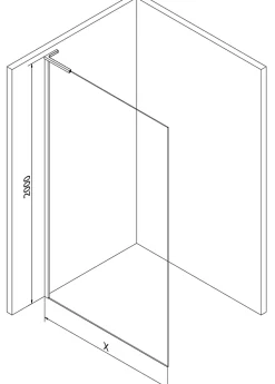 Mexen Kioto L paroi de douche Walk-in 50 x 200 cm, cadre noir, nickel brossé - 800-050-103-97-70