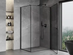 Mexen Mist-B cabine de douche pivotante droite 80 x 110 cm, cadre noir, noir - 8A2T-080-110-70-70-P