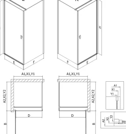 Mexen Mist-B cabine de douche pivotante droite 80 x 110 cm, cadre noir, noir - 8A2T-080-110-70-70-P