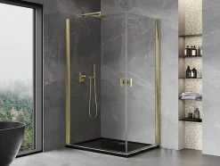 Mexen Mist-B Duo cabine de douche pivotante 100 x 95 cm, transparent, doré - 8A2-100-095-50-00