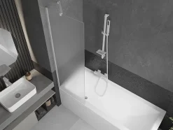 Mexen Next paravent de baignoire à 1 volet 60 x 150 cm, givré, blanc - 895-060-000-00-30-20