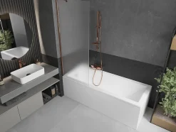 Mexen Next paroi de baignoire 1 vantail 70 x 150 cm, dépoli, or rose - 895-070-000-00-30-60