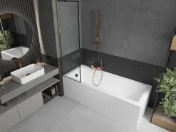 Mexen Next paroi de douche à 1 volet 50 x 150 cm, cadre noir, or rose - 895-050-000-00-70-60