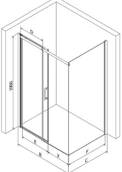Mexen Omega cabine de douche coulissante 110 x 80 cm, transparent, dorée - 825-110-080-50-00
