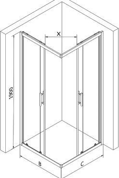 Mexen Rio cabine de douche carrée 80 x 80 cm, transparente, noire - 860-080-080-70-00