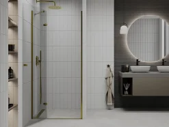 Mexen Roma porte de douche pivotante 120 cm, transparentes, dorées - 854-120-000-50-00