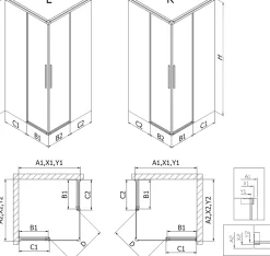 Mexen Rox Duo cabine de douche coulissante 120 x 80 cm, transparent, or - 8C2D-120-080-50-00