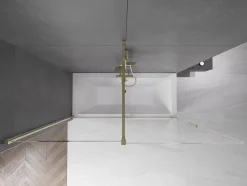 Mexen Velar pare-douche 2 plis coulissant 180 x 150 cm, transparent, doré - 896-180-000-01-50