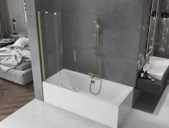 Mexen Velar paroi de baignoire 2 volets coulissants 95 x 150 cm, transparent, doré brossé - 896-095-000-01-55