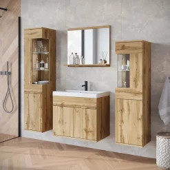 MINIO go for it, ensemble de meubles de salle de bain NIKITA chêne wotan, 4 pièces