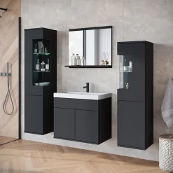 MINIO go for it, ensemble de meubles de salle de bain NIKITA noir, 4 pièces