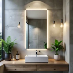 Miroir à bord poli 120x60 cm avec rétroéclairage périmétrique, interrupteur tactile et système antibuée