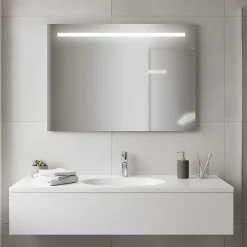 Miroir à bord poli 120x70H cm avec sablage frontal rétroéclairé led