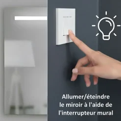 Miroir à bord poli 120x70H cm avec sablage frontal rétroéclairé led