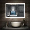 Miroir de salle de bain 80x60cm LED tricolore anti-buée + mémoire + dimmable, AICA SANITAIRE