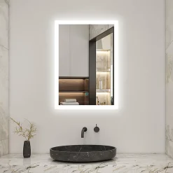 Miroir de salle de bain 50x70cm LED tricolore anti-buée + mémoire + dimmable, AICA SANITAIRE