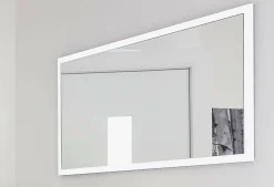 Miroir Adelchi, Miroir de salle de bain, 100% Made in Italy, 120x2h60 cm, Blanc brillant